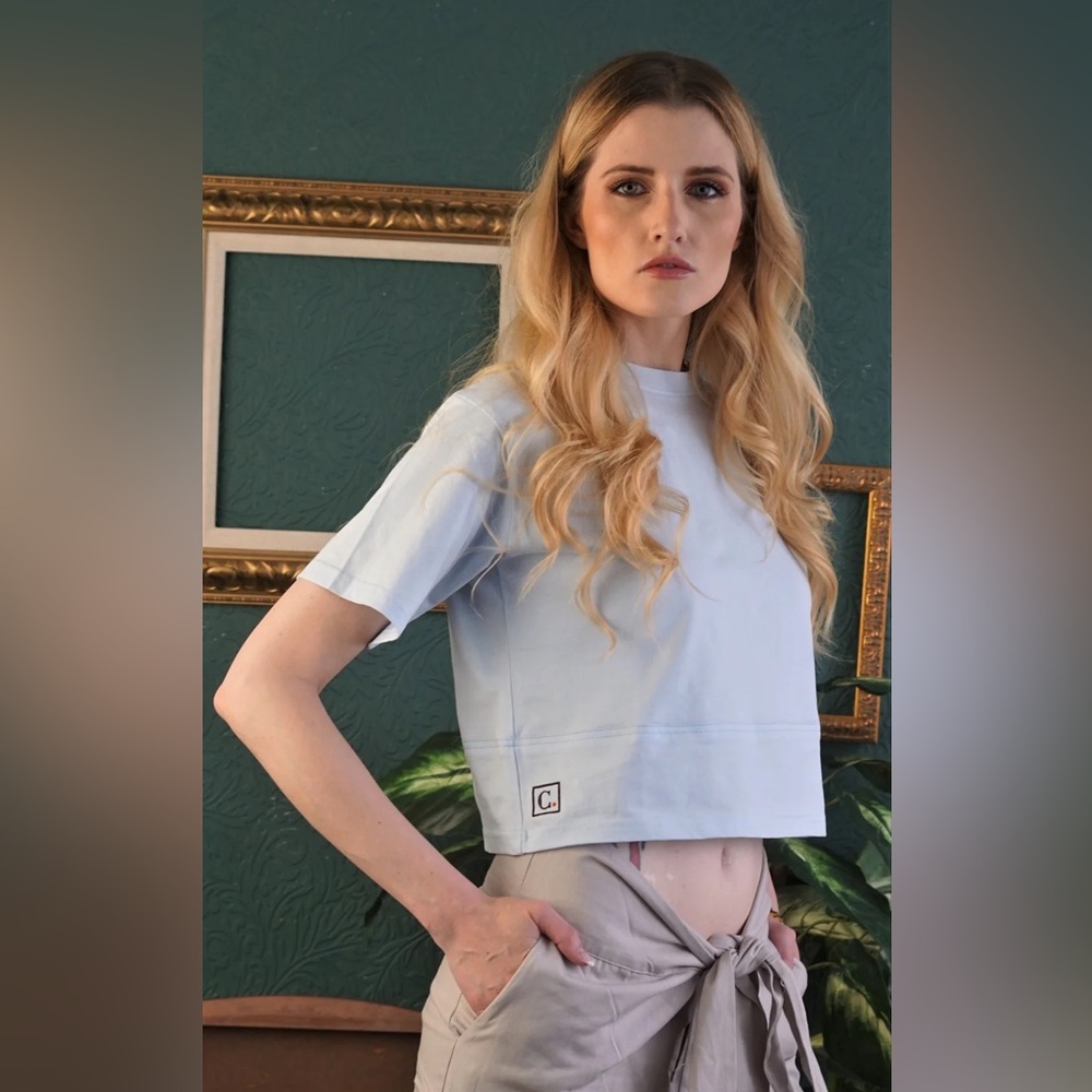 NWT Cropped Blue Organic Cotton T-Shirt